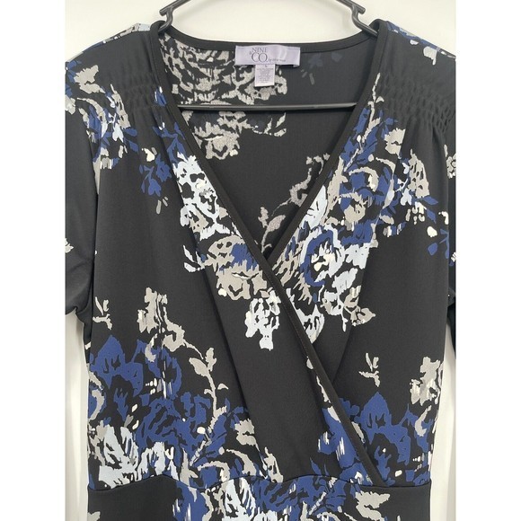NINE & CO. MULTI-COLOR FLORAL DESIGN 3/4 SLEEVE DRESS SIZE L - Picture 2 of 6